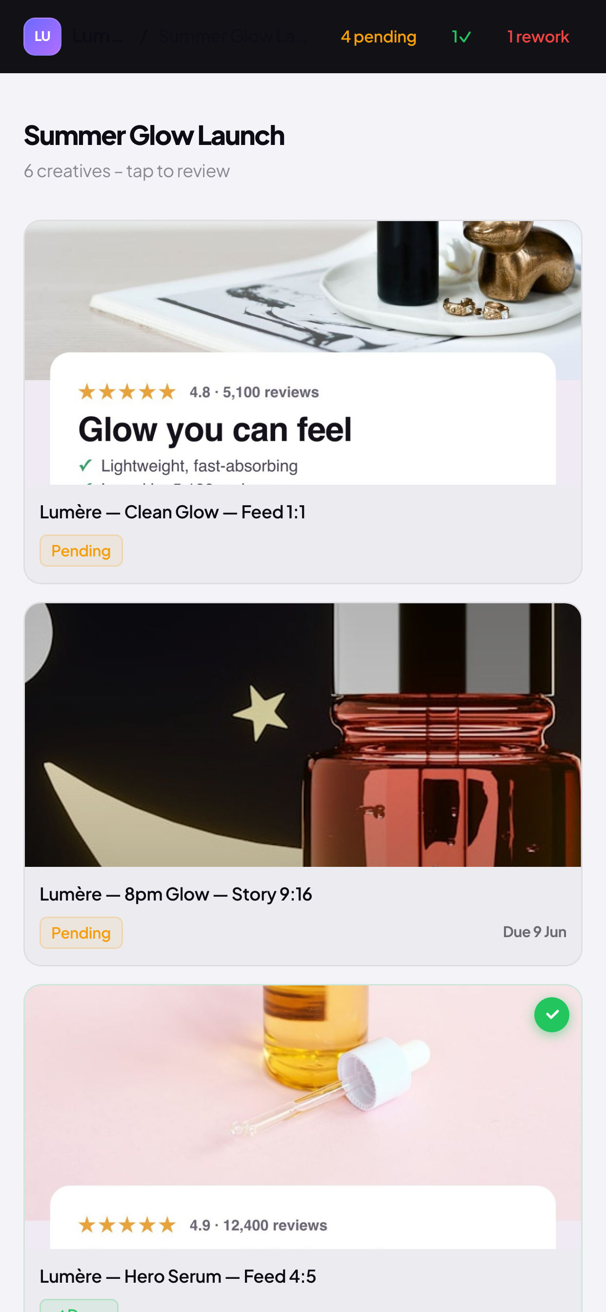 Mobile review view